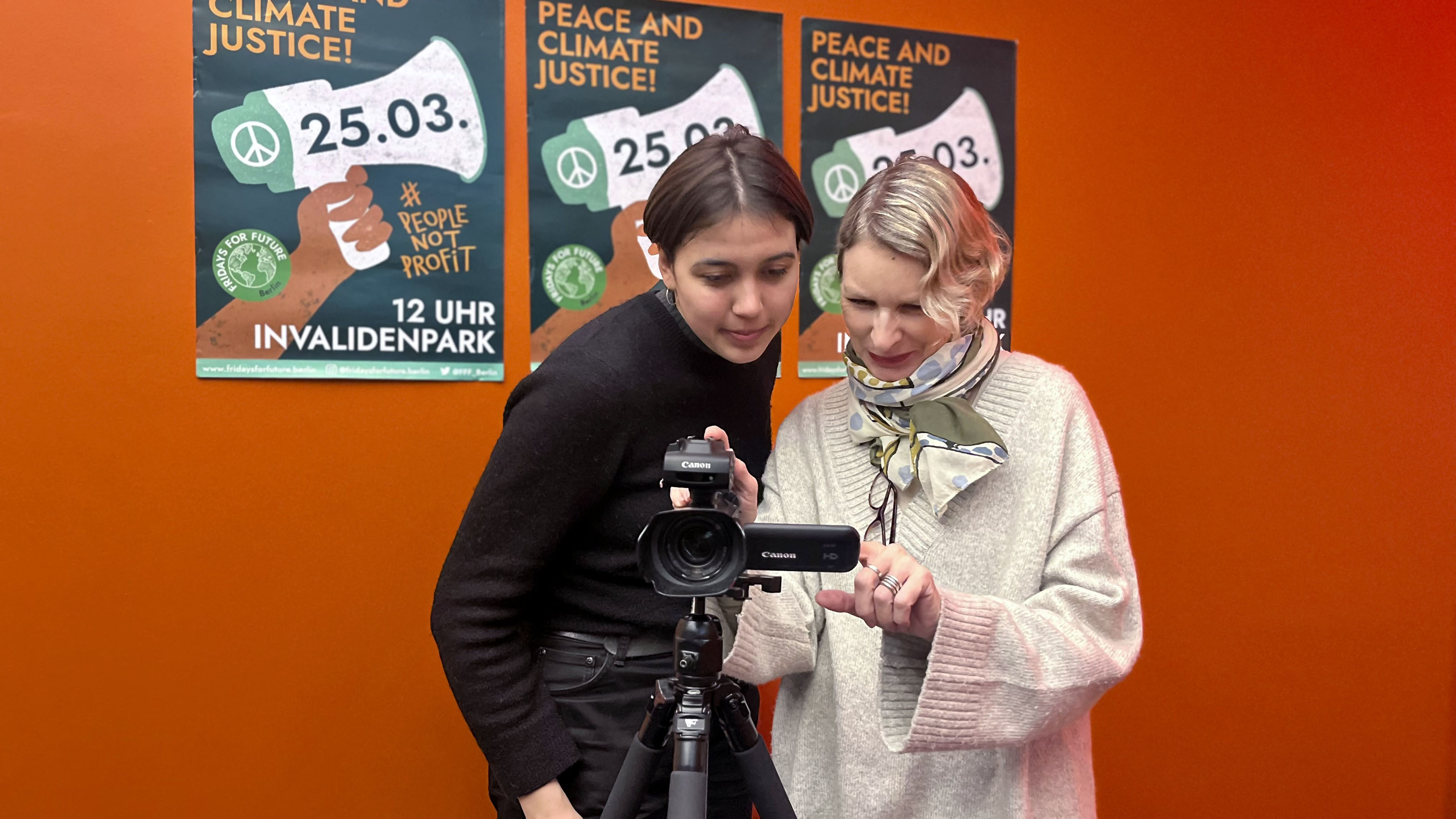 20-year-old Helena Marschall (left), filmmaker, Films BYkids: “Another World Is Possible,” with film mentor, Anja Baron (right). Credit: Courtesy of Films BYkids.